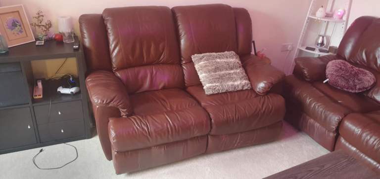 FREE ~ 2 Real Leather Recliner Sofas