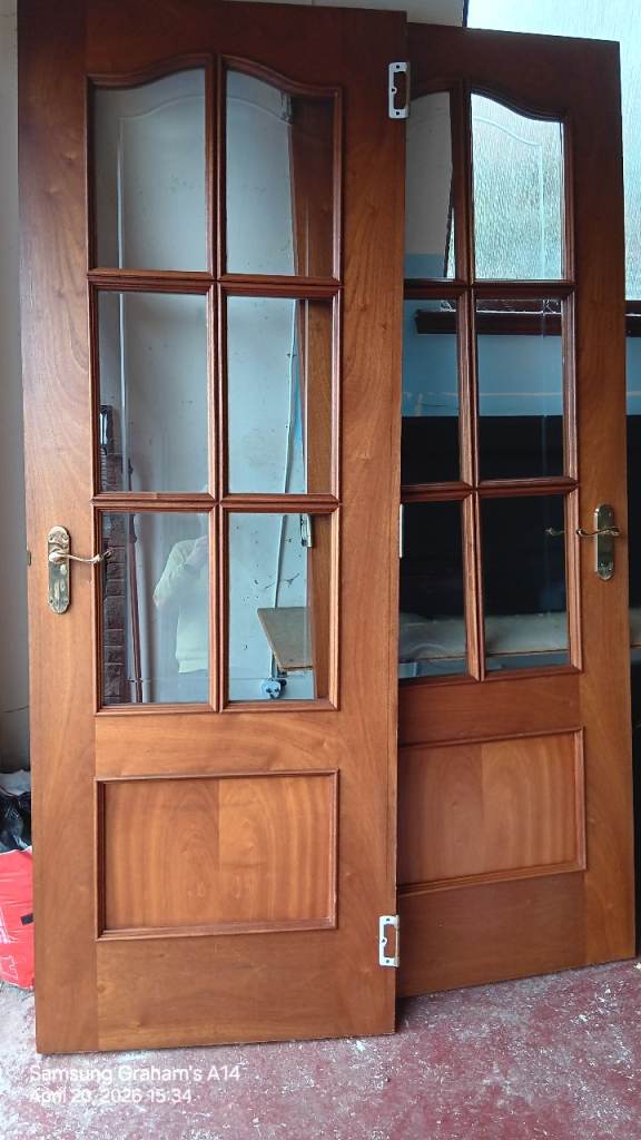 Pair hardwood glazed doors