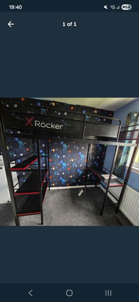 X rocker high sleeper with single mattress 