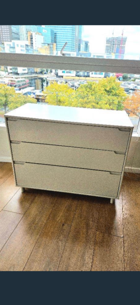 Free local delivery modern White Wooden Chest of 3 Drawers – Good Condition