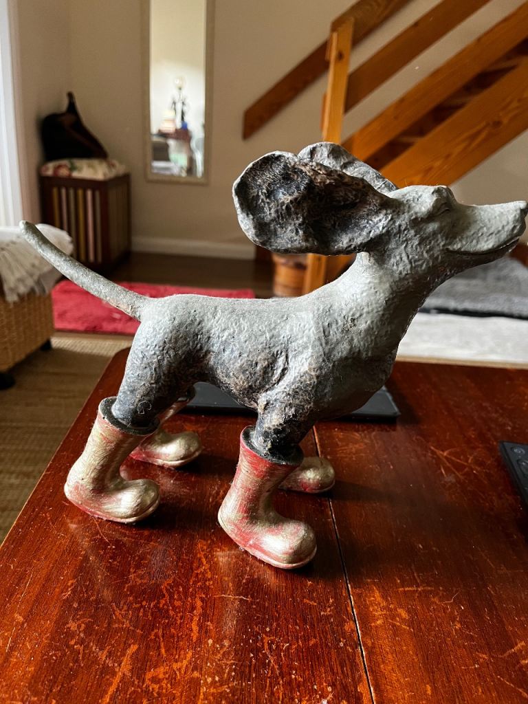 Charming Dog Figurine in Boots – Good Condition