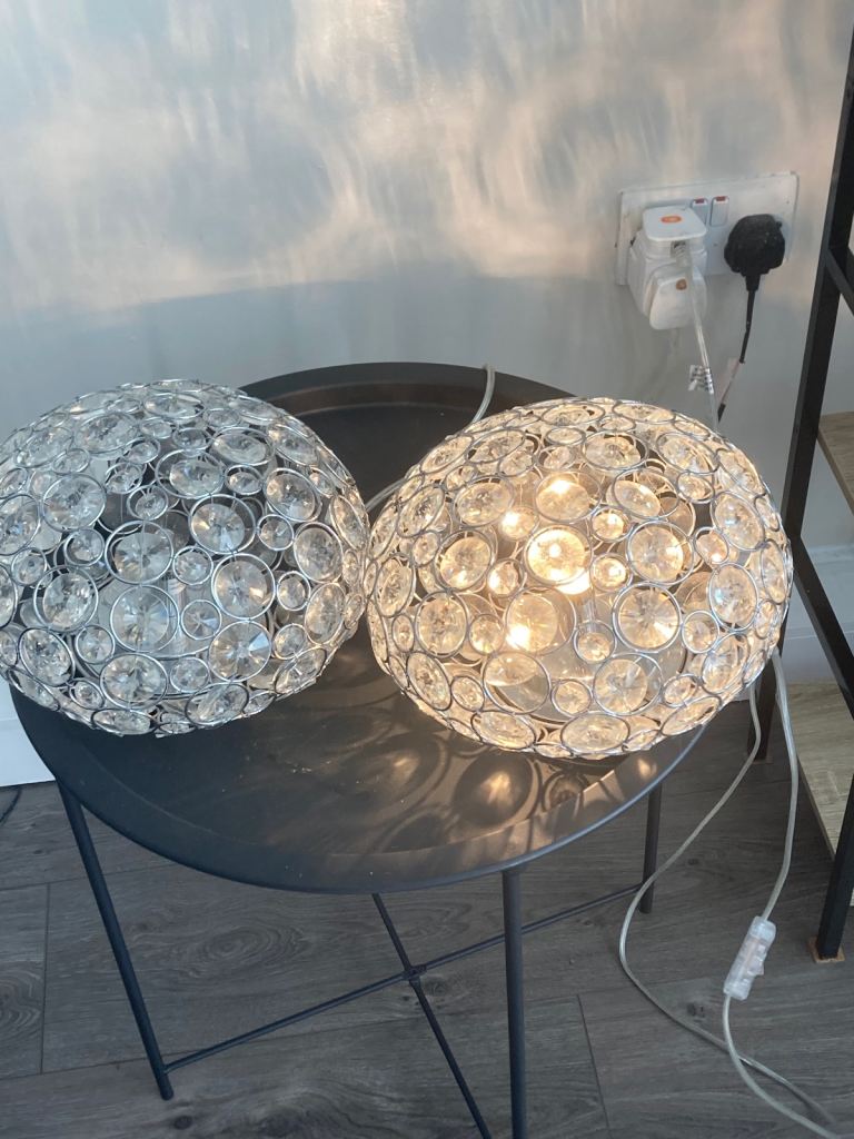 Pair of Modern Crystal Sphere Lamps – Good Condition