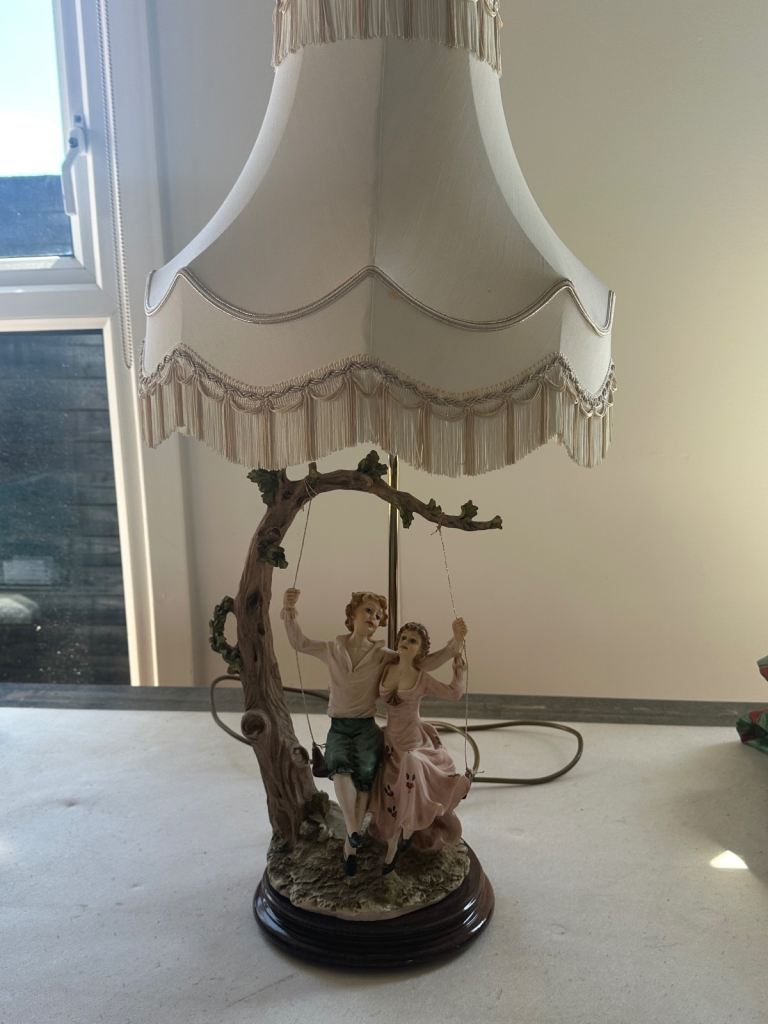 Decorative Ceramic Table Lamp – Couple on Swing Design