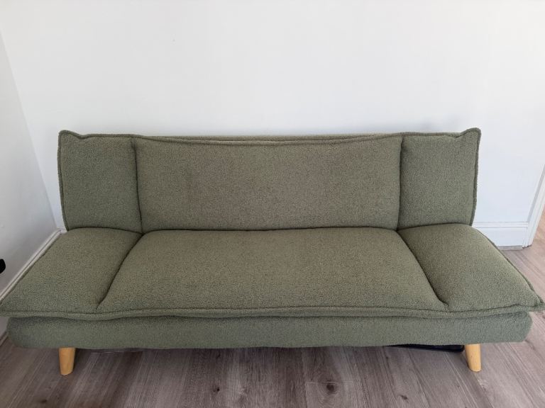 Green Fabric Sofa Bed – Good Condition