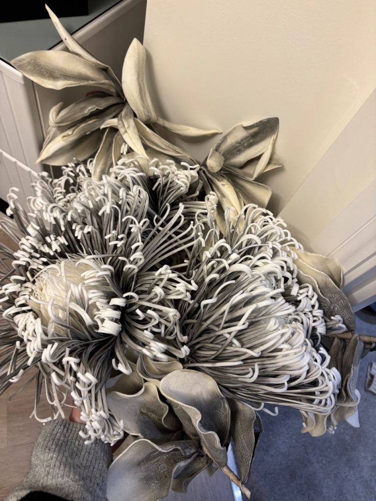 Foam Grey Flowers Set of 6