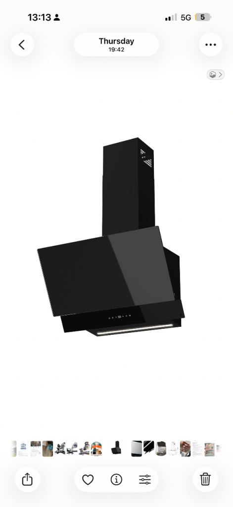 GoodHome AirSensor GHAG60ASBL Black steel & glass Angled Cooker hood (W)59.8cm