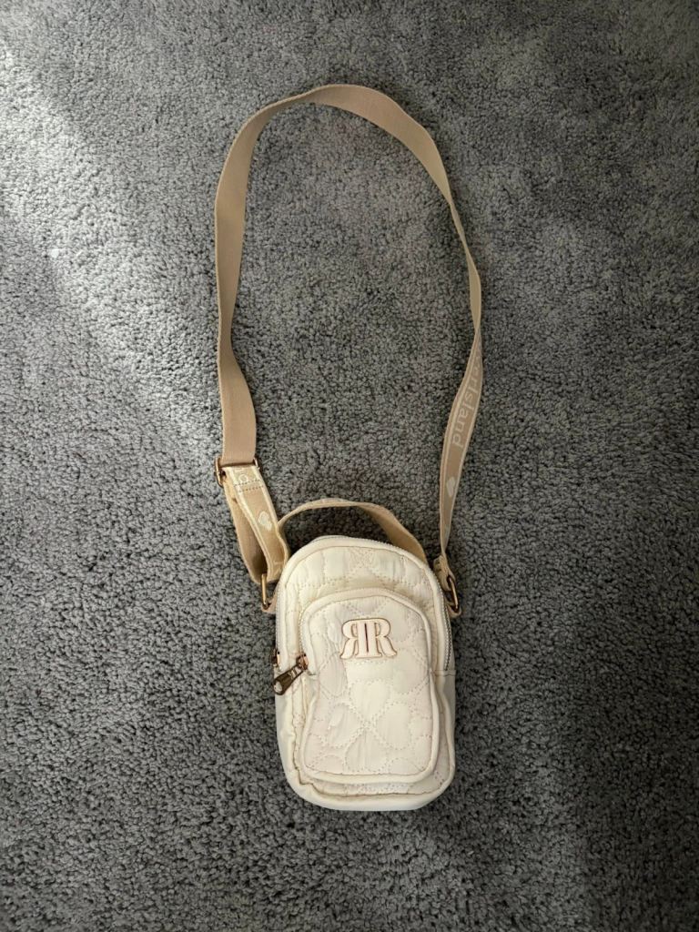 Girls river island cream heart quilted cross body bag 