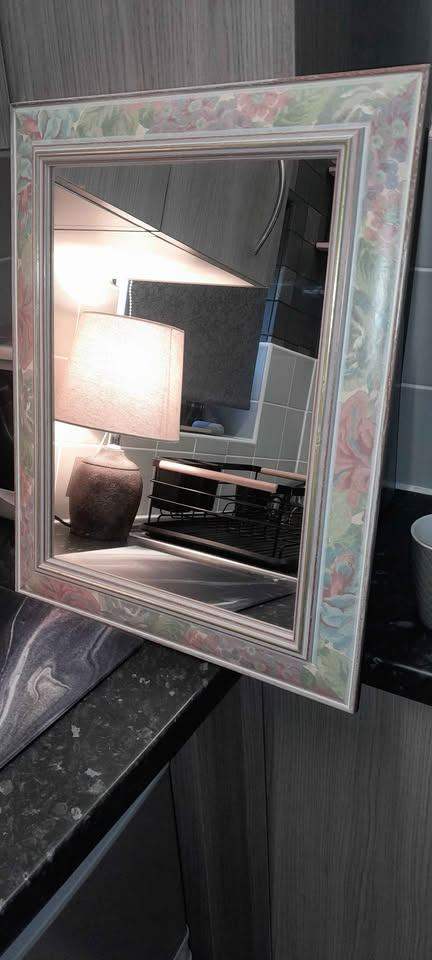 Decorative Wall Mirror with Floral Frame – Good Condition