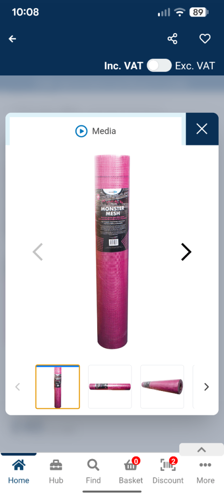 Monster Mesh Rendering Mesh - 75% Roll Left, Pink