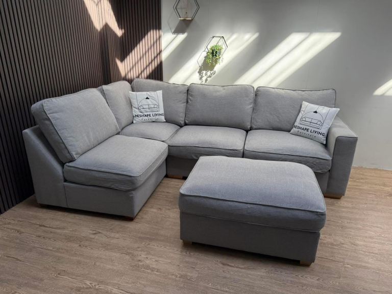Furniture Village L shape + matching footstool (WE DELIVER)
