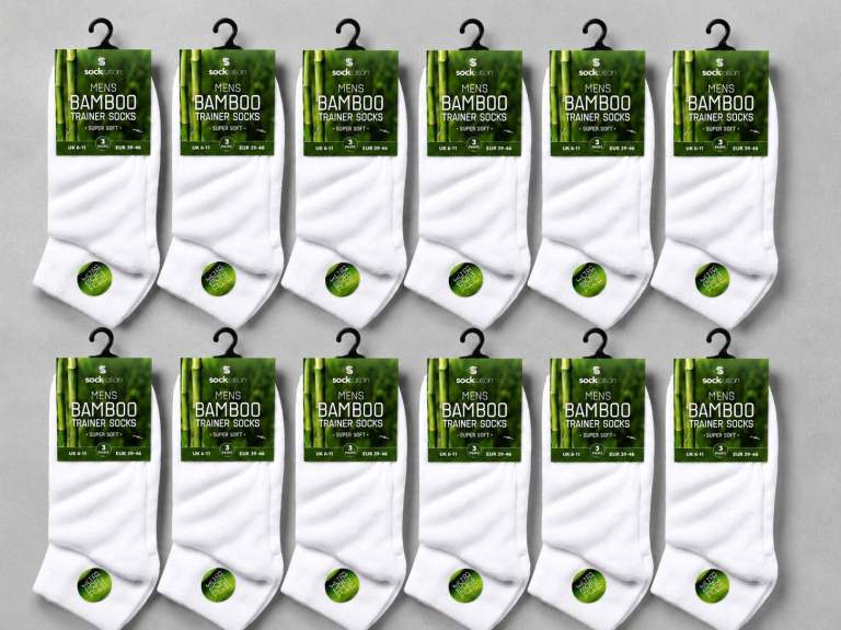 12 Pairs Mens Bamboo Socks White