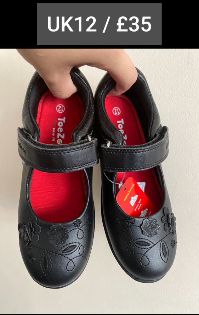Toe Zone Girls Black Patent Leather School Shoes, Size 12