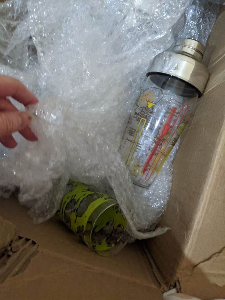 Large box full of expensive Glasses/ cocktail shaker for the kitchen