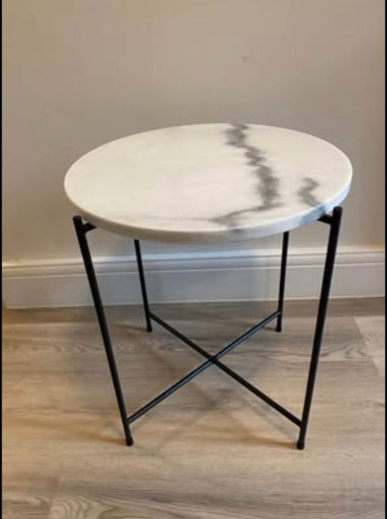 image for  Real Marble Table White Marble Side Table New Lamp Table ,Bedside Table with White Marble Top