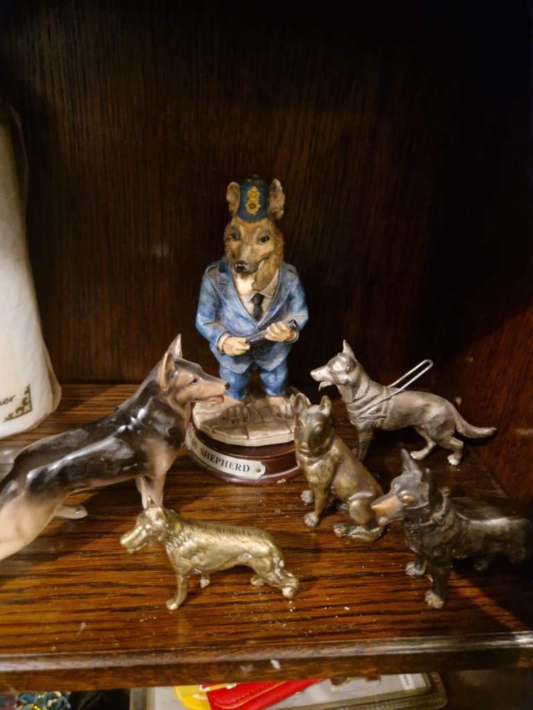 German Shepherd Dog Figurines - Ceramic & Metal Collection