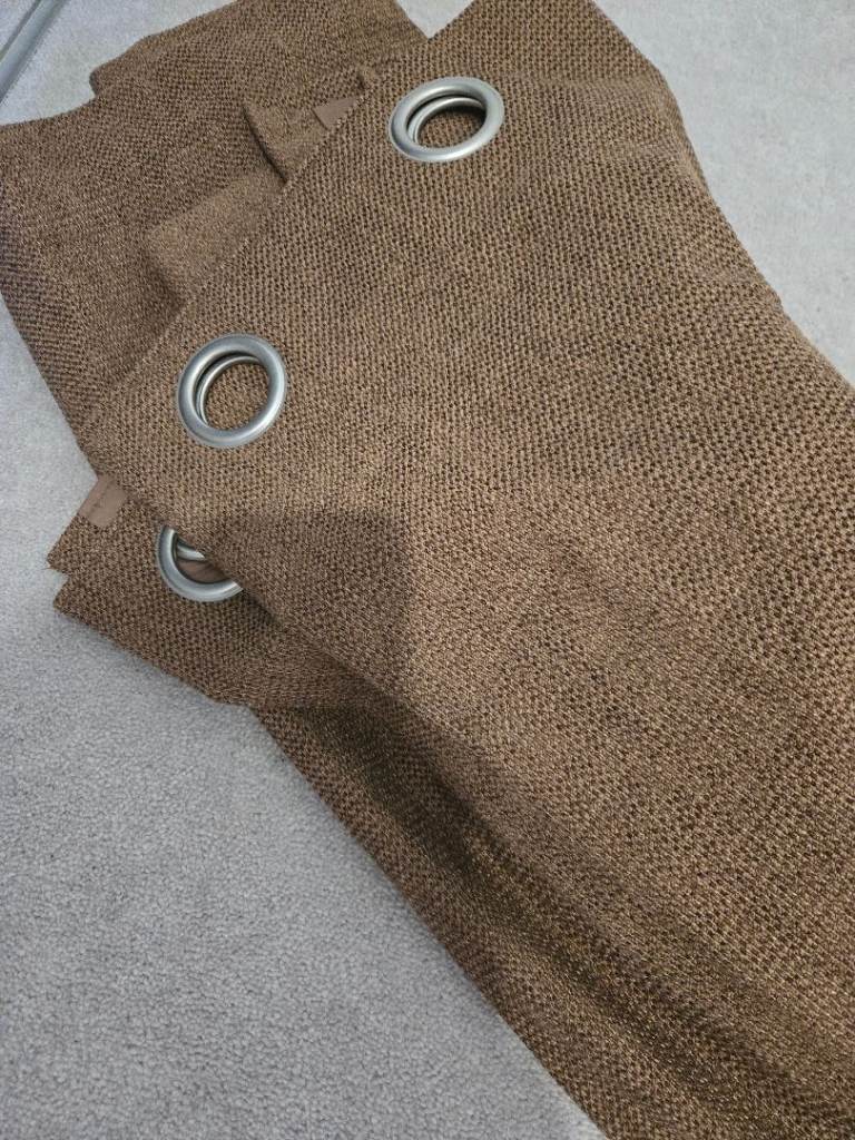 Dunelm Wynter Brown New Curtains 66 width by 72 length
