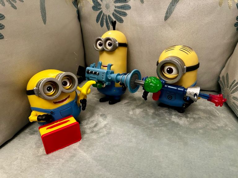 image for Bob with teddy bear, Kevin with fart gun & Stuart with jam gun