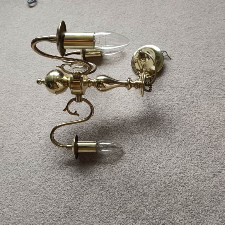 Vintage Gold/Brass Ceiling Light Flemish with Three Bulbs