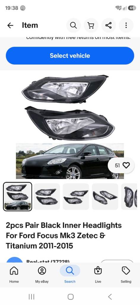 Ford focus mark 3 2 headlights near side snd off side 