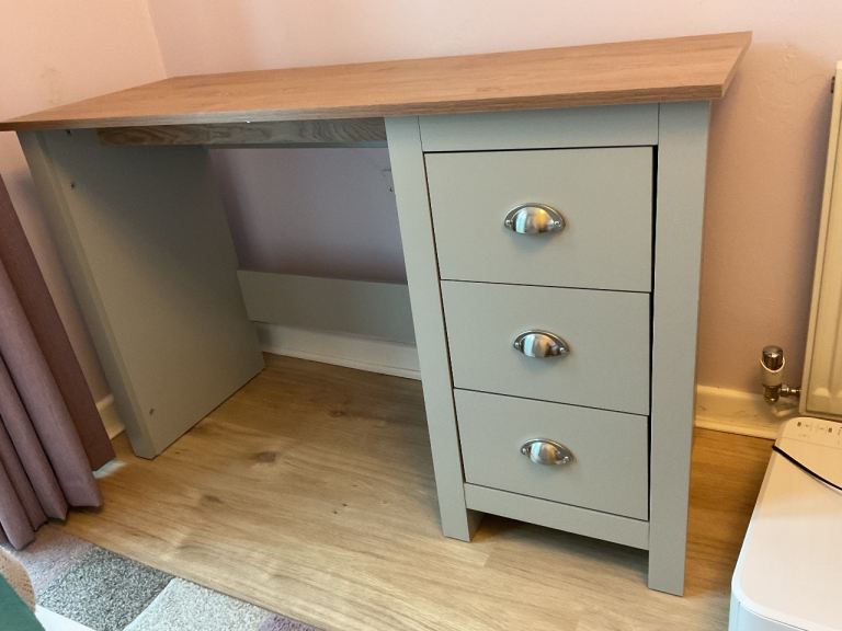 Desk, grey with beech top
