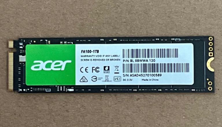 Acer FA100-1TB NVMe SSD 100% Health