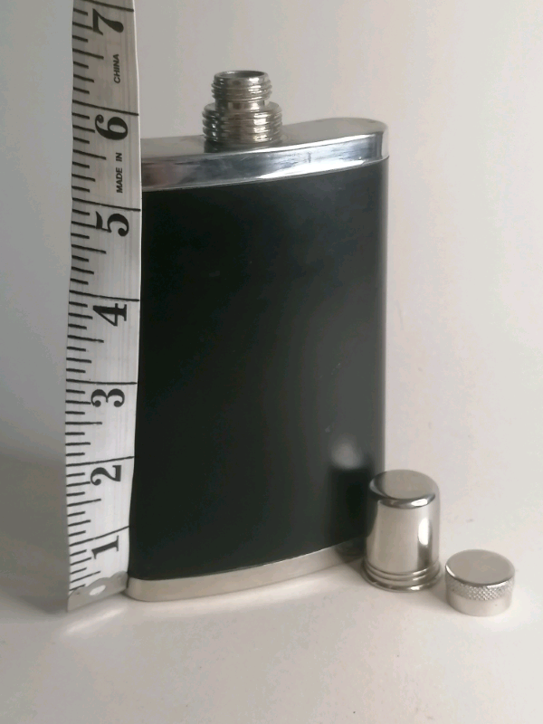  Vintage HIP FLASK STAINLESS STEEL WITH  LEATHER WRAPPED