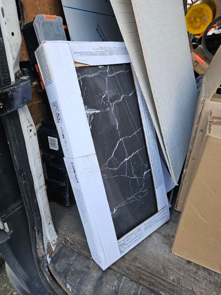 Black Marble Effect Porcelain Tiles – Colours (B&Q) – New