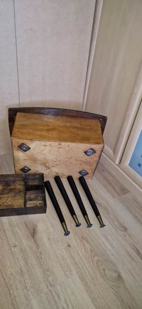 Mid Century Maple/ebony Sewing Box with Removable Dansette Legs