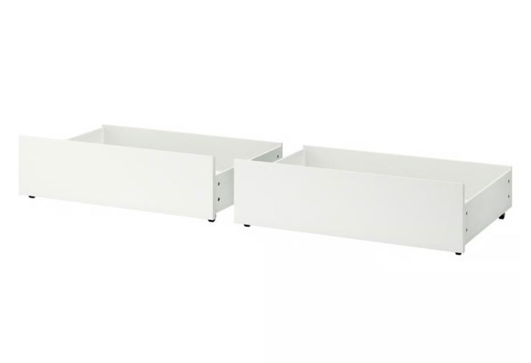 Two IKEA MALM under bed storage boxes on wheels