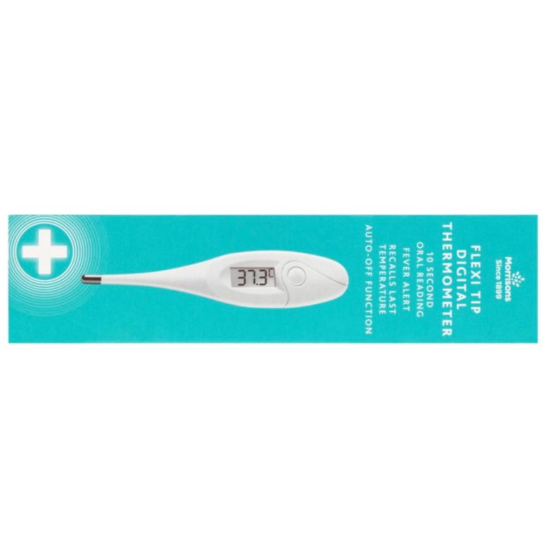 Morrisons Flexi Tip Testing Support Digital Thermometer 10 Seconds Oral Reading Fever Alert