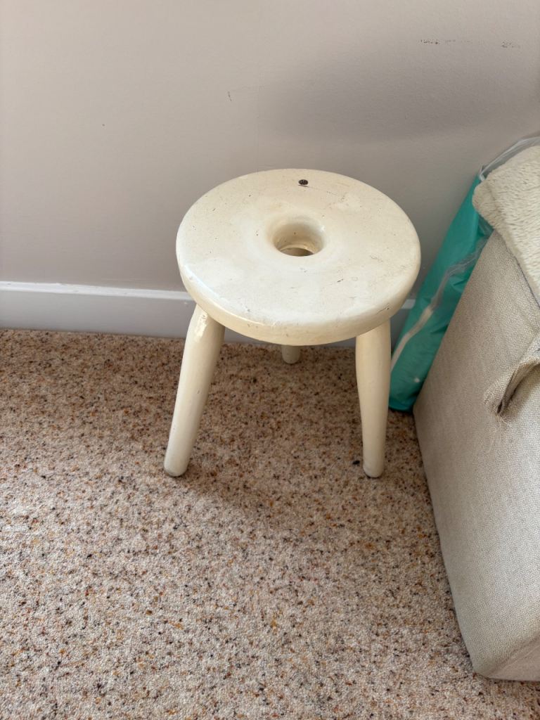 2 Cream Wooden Stool – Good Condition