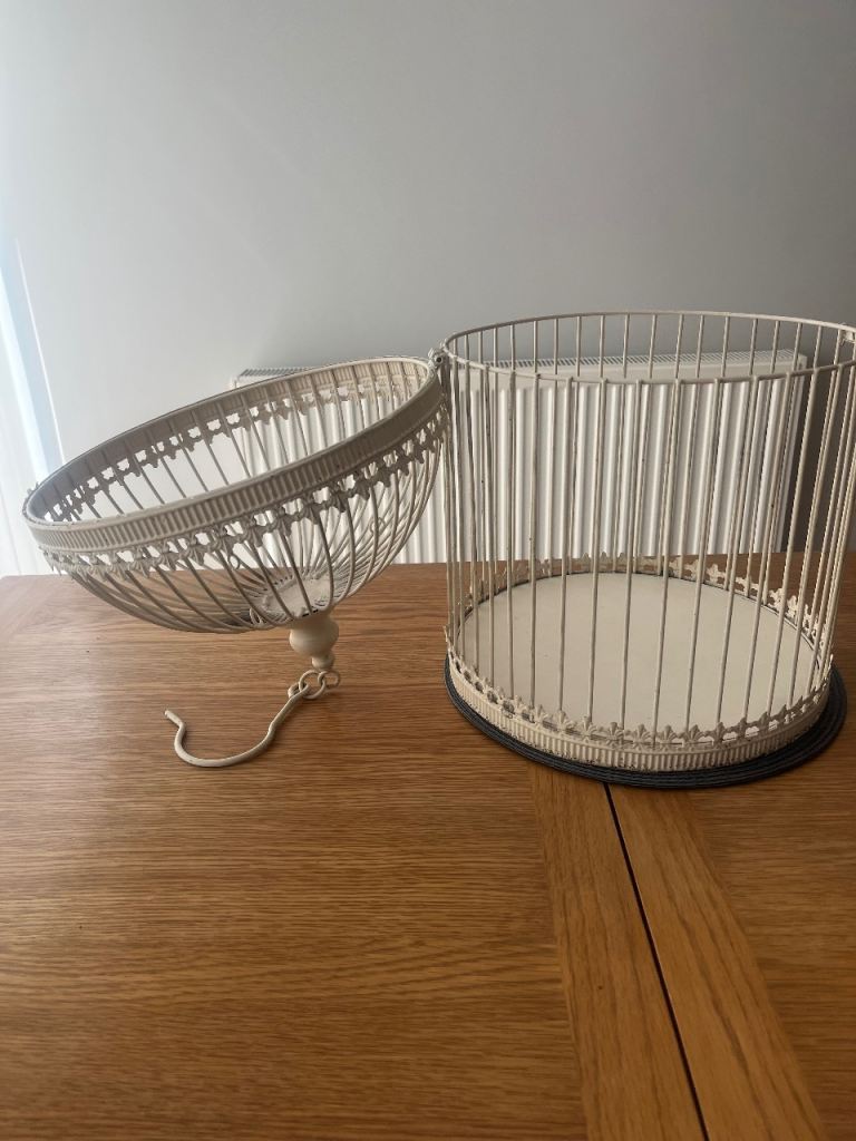 Decorative Metal Bird Cage – Cream, Good Condition