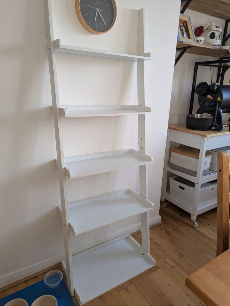  5-Tier Ladder Shelf Storage Unit - White