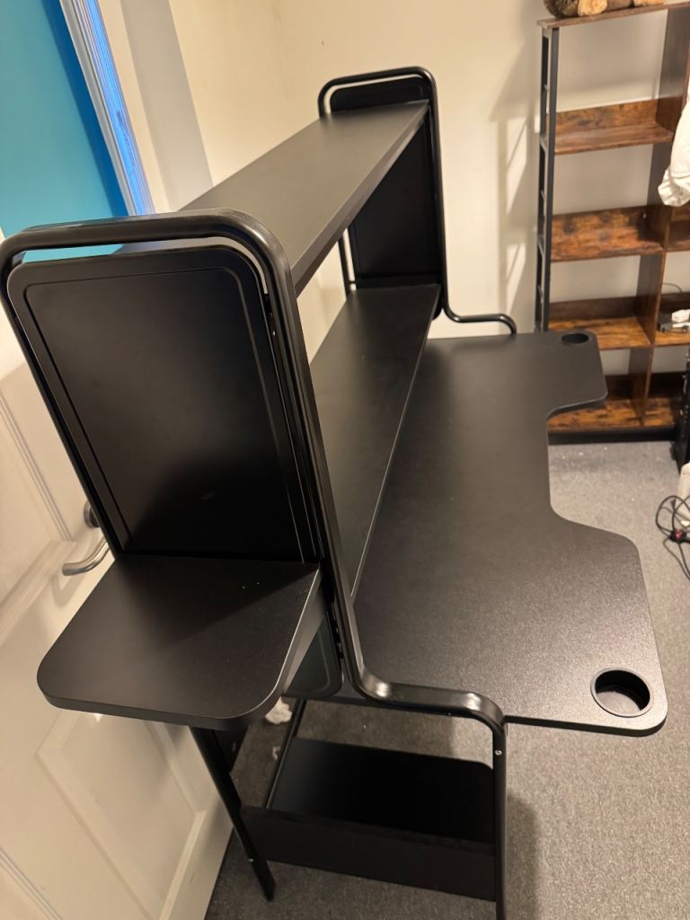 Black Gaming Desk with Shelves – As Good As New