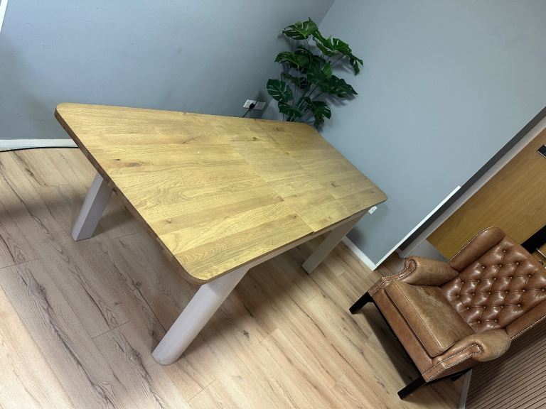 Oak FurnitureLand Otto Smoked & Painted Solid Wood Dinning Table 6 Seater