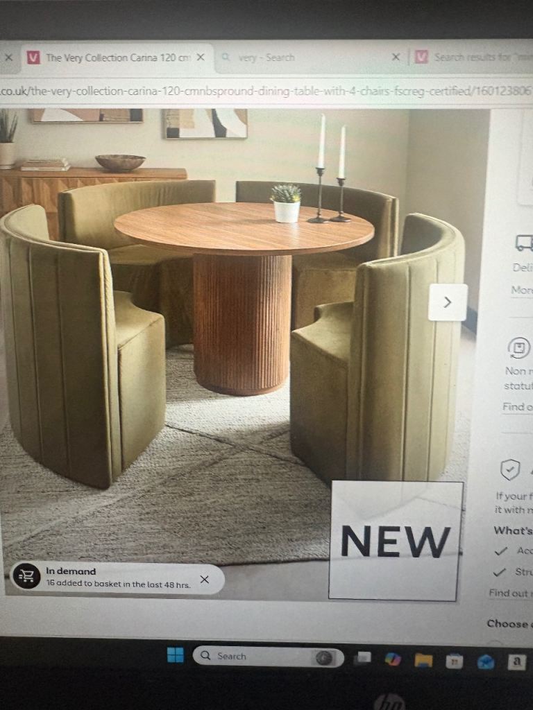 Carina brand new table and four chairs. 