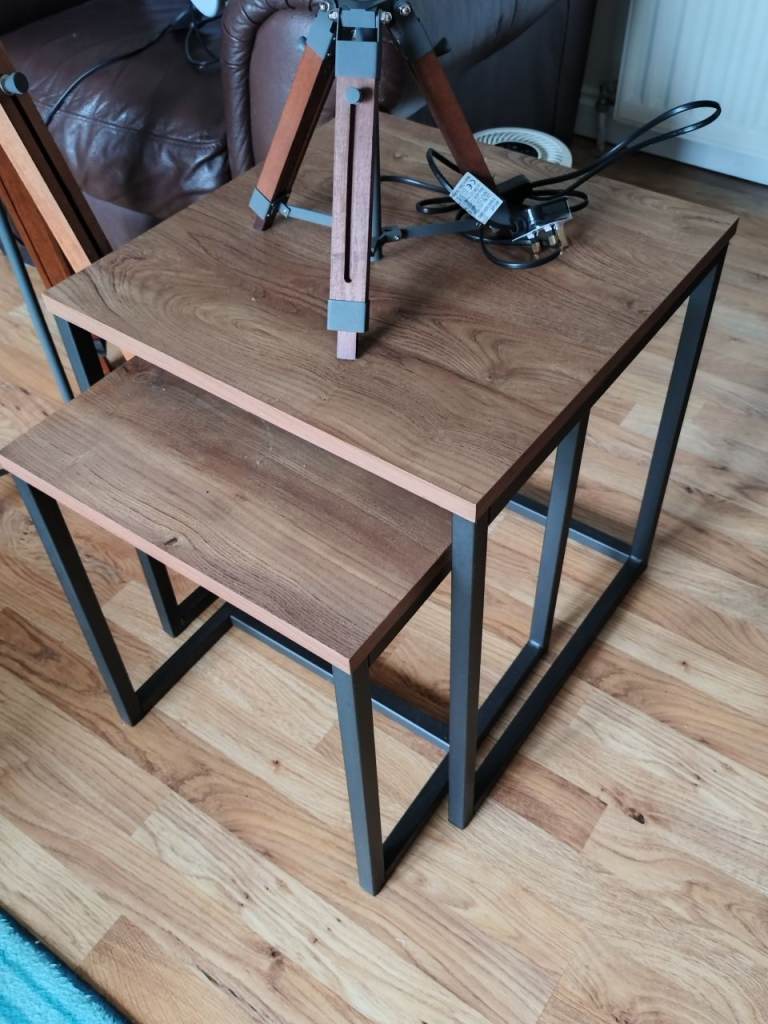 Nest of Tables - Wood Effect with Metal Frame