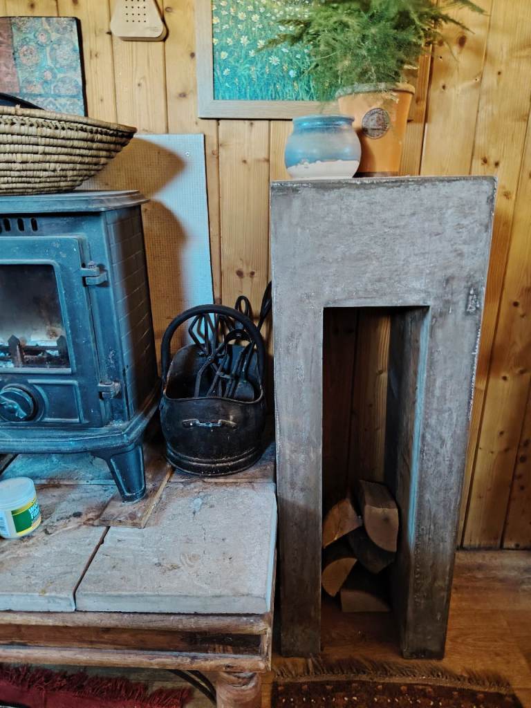 Designer Concrete Venetian Plaster Furniture Log Holder Side Table Plant Stand 