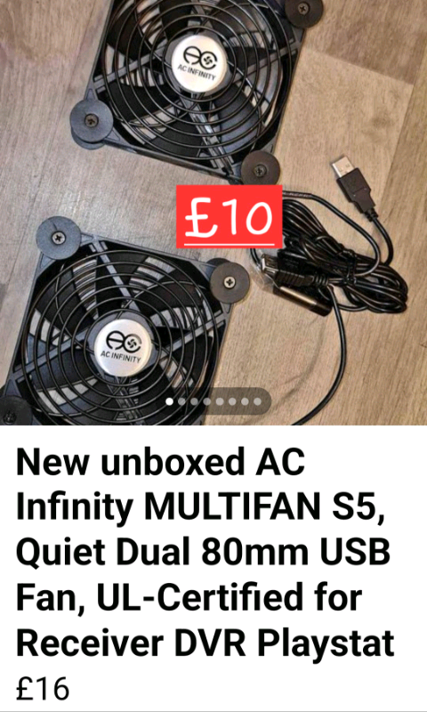 Unboxed ac infinity multi fan s5 quiet dual 80mm usb fan 