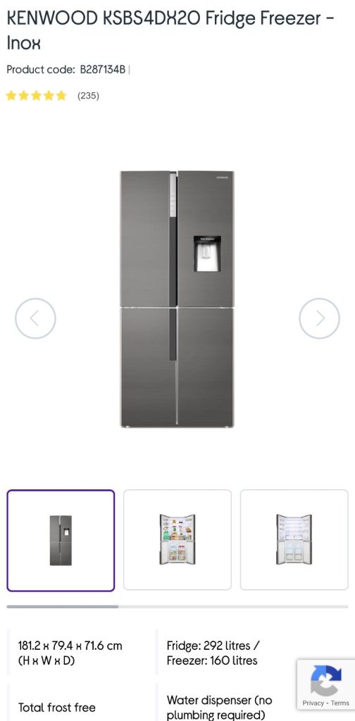 Kenwood American Fridge Freezer 4 door 