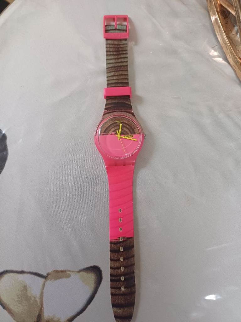 Swatch Pink and Brown Strap Watch