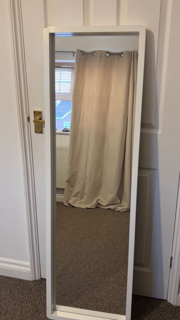John Lewis Rounded Corners Full Length Mirror, 144 x 44cm, White