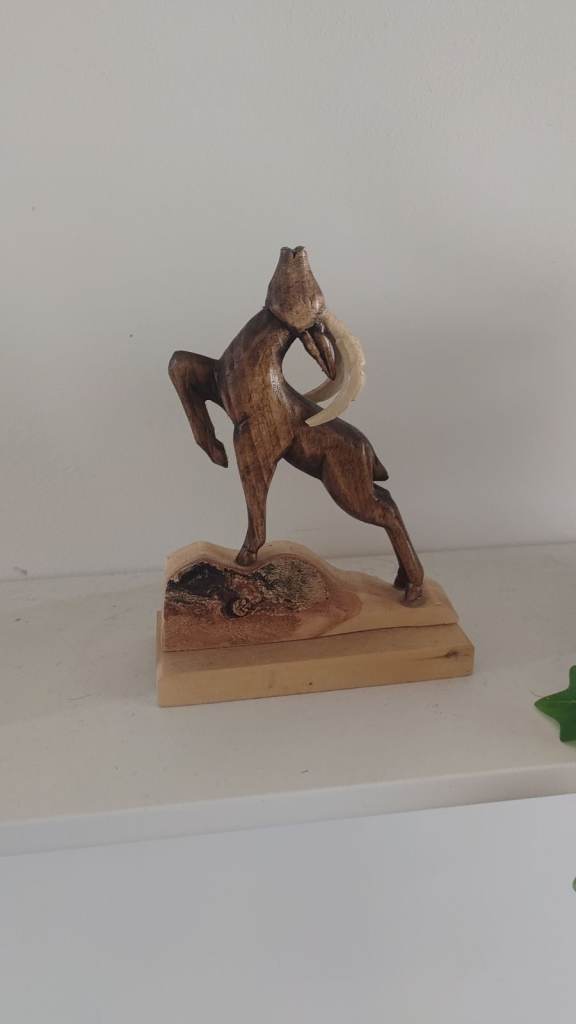 Lovely Hand-Carved Wooden Ram Figurine