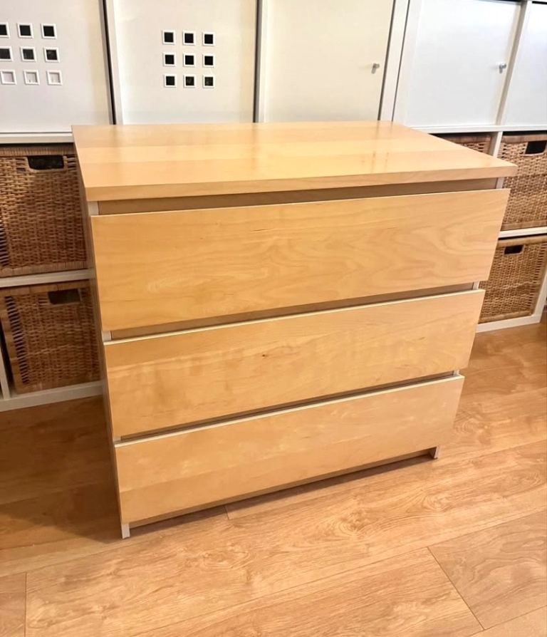 Ikea Malm Maple Beech Drawer Dresser Storage Chest Unit Nursery Kids Child Teenager Student Landlord