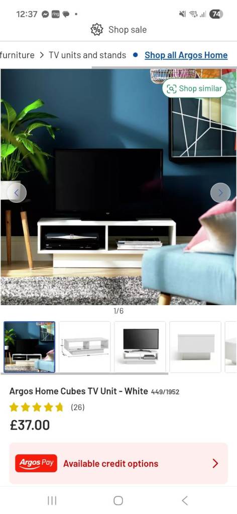 White Wood Argos Home Cubes TV Unit – Good Condition