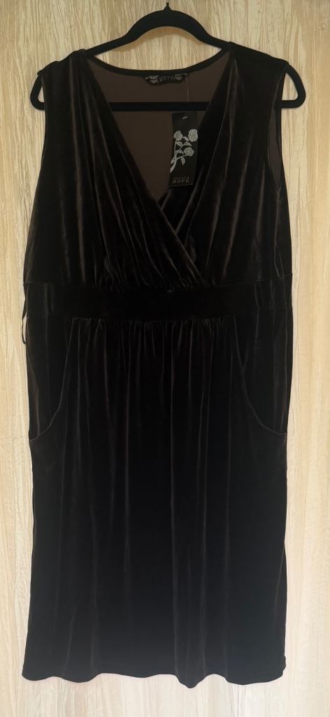 Joanna Hope Velvet Wrap Dress – Brown, Size 22, New with Tags