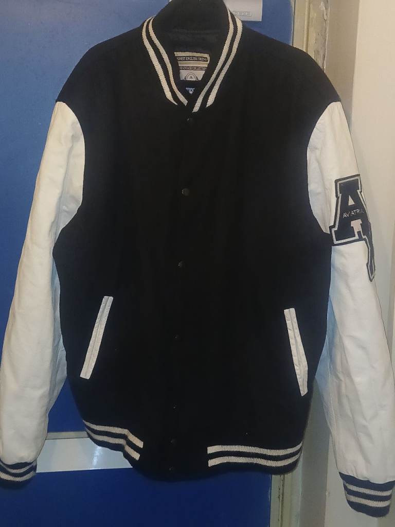 Men's Aviatrix Leather & Wool Varsity Jacket - Size 3XL