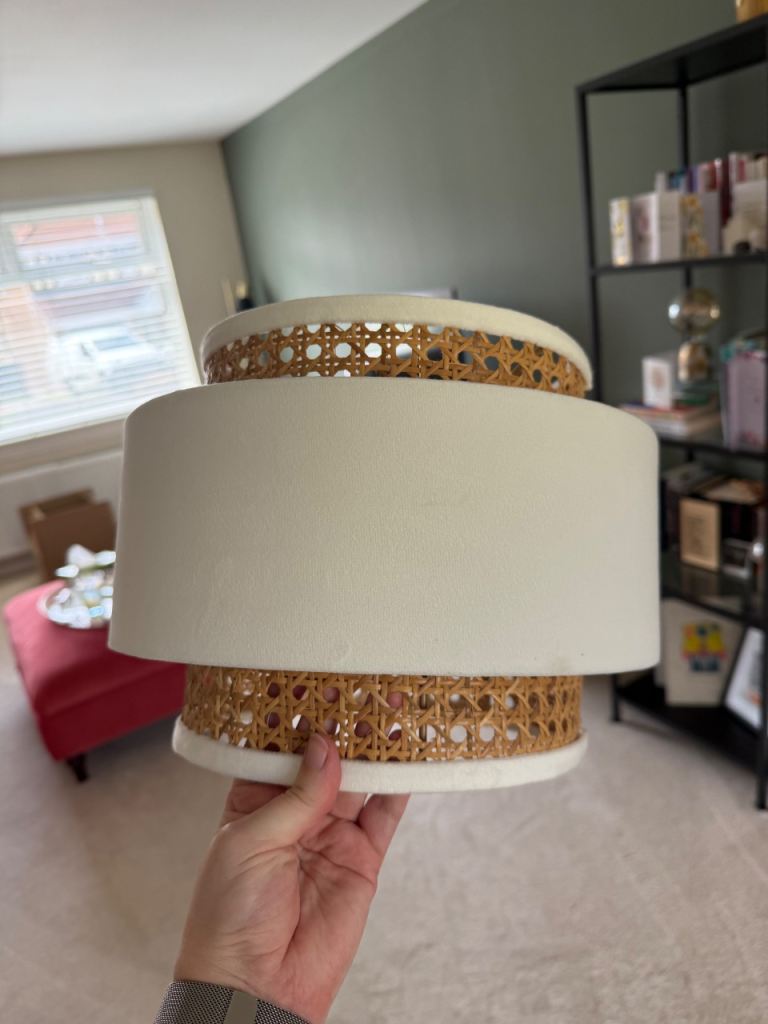 Stylish Rattan and white Lamp Shade – Good Condition