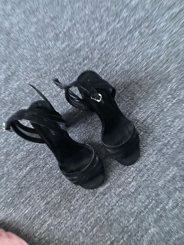 Black Block Heel Sandals – Good Condition