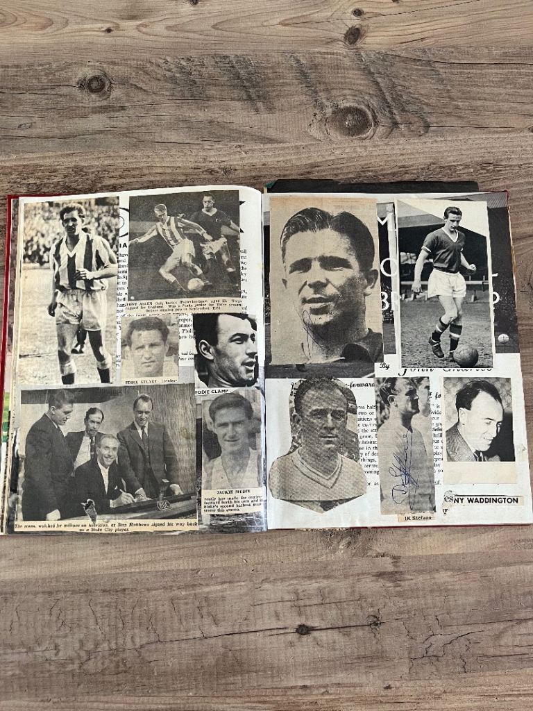 Football scrapbook signed by Ferenc Puskás and Alfredo Di Stéfano Stoke Interest